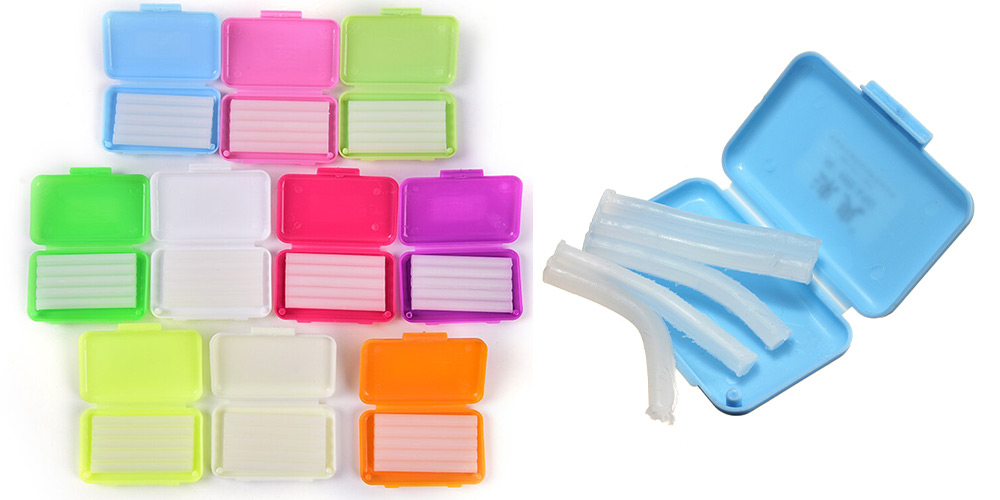 Orthodontic wax in colored boxes