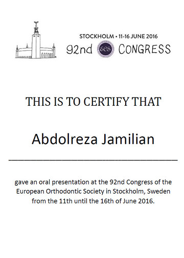 Certificate of presentation EOS 2016